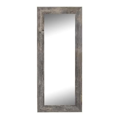 Farmhouse 23.5 in. x 59.5 in. Rustic Rectangle Framed Gray Full-Length Decorative Mirror