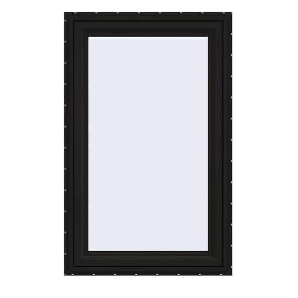 JELD-WEN 24 in. x 36 in. V-4500 Series Black Exterior/White Interior FiniShield Vinyl Left-Handed Casement Window w/Mesh Screen