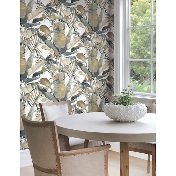 Orange Tropical Cabana Plush Neutral Peel and Stick Wallpaper