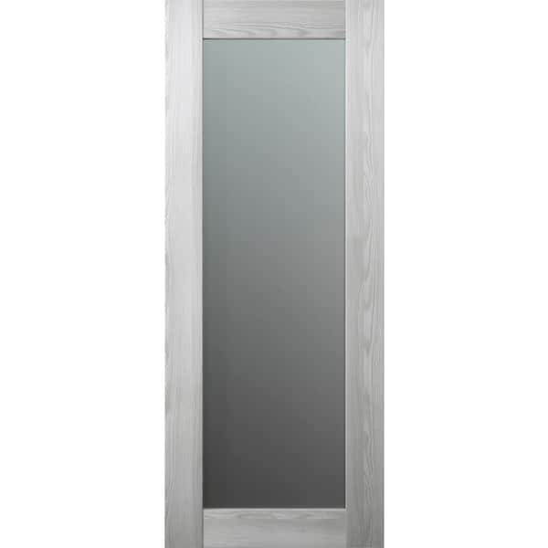 Vona 207 28 in. x 84 in. No Bore Solid Core Ribeira Ash Wood And Full Lite Frosted Glass Composite Interior Door Slab