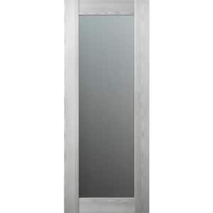 Vona 207 18 in. x 96 in. No Bore Solid Core Ribeira Ash Wood And Full Lite Frosted Glass Composite Interior Door Slab