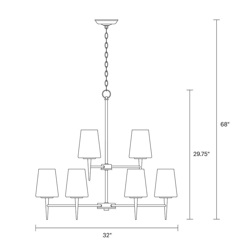 Satin Brass and Opal Glass 9-Light Chandelier
