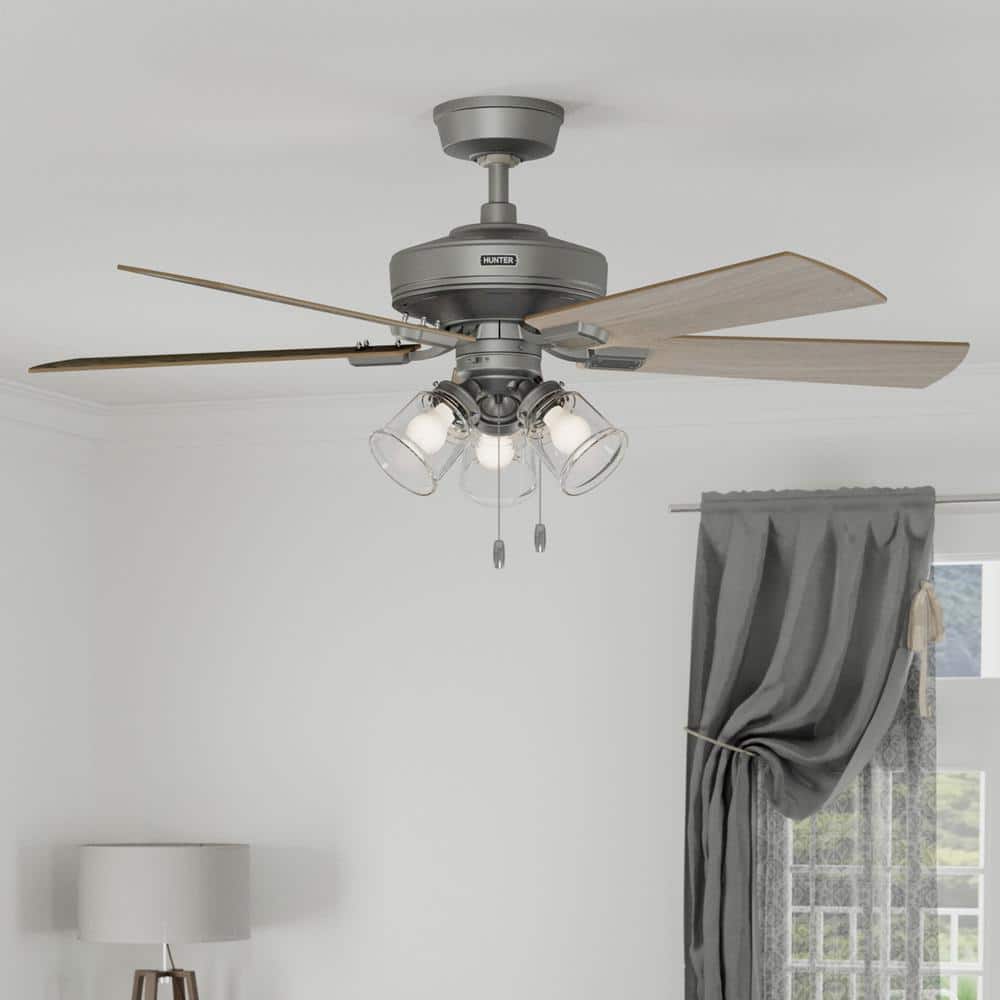 Crestfield 52 in. Indoor Matte Silver Ceiling Fan with Light Kit Included price history on PriceWatchPro
