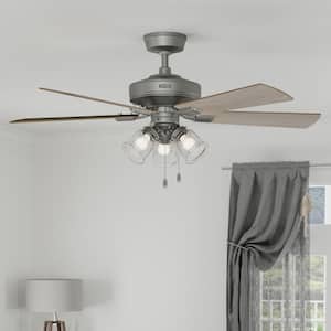 Crestfield 52 in. Indoor Matte Silver Ceiling Fan with Light Kit Included