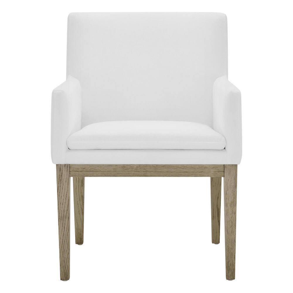 Flynn Bethea 20.47 in. H White Arm Chair Wood Dining Chair with Upholstery Seat KFKJY508