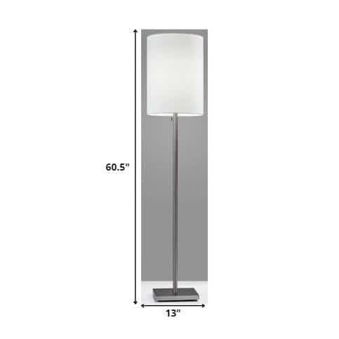 Elegance Squared Brushed Steel & Textured White Fabric Floor Lamp