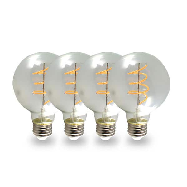 NorbCOZY 4W Equivalent Relaxing G25 Globe 2200K Dimmable Clear Spiral Vintage Edison Cozy LED Light Bulb (4-Pack)
