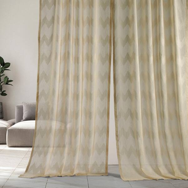 Exclusive Fabrics & Furnishings Sirius Beige Patterned Linen Sheer