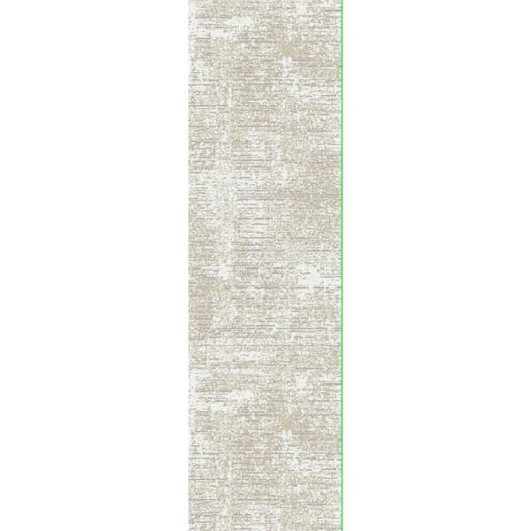 Dekor Beige 2 ft. x 6 ft. Abstract Contemporary Runner Area Rug