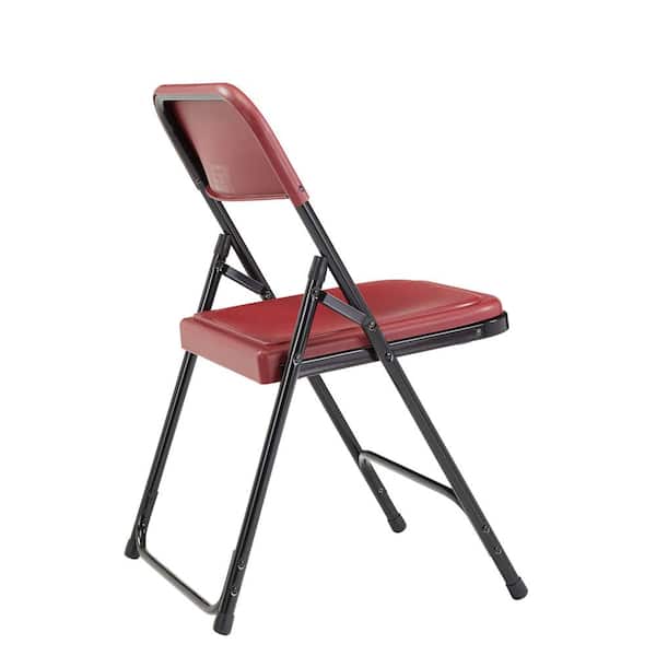 National Public Seating 818 Burgundy Plastic Seat Stackable Outdoor Safe Folding Chair (Set of 4) - 2