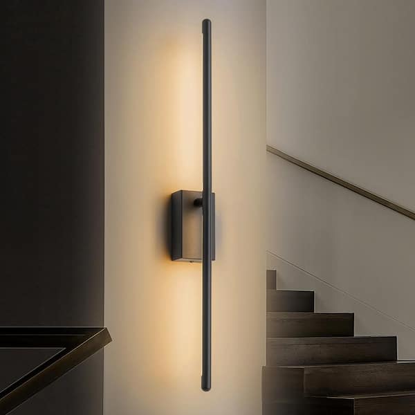 Rennnsan Rene 23.6 in. 1-Light Matte Black Linear Dimmable LED Vanity Light