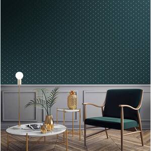 Boutique Collection Blue Metallic Geometric Key Non-pasted Paper on Non-woven Wallpaper Roll