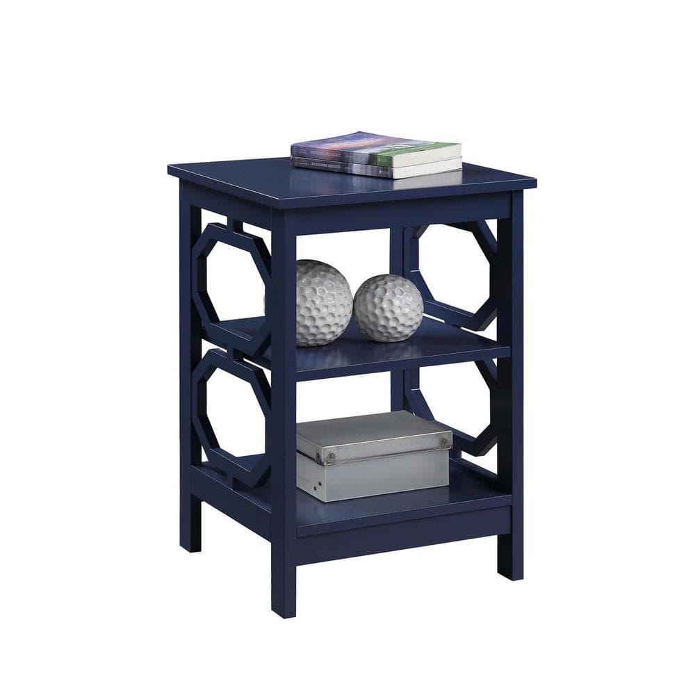 Cobalt Blue Omega Rectangular End Table with Octagon Cutouts