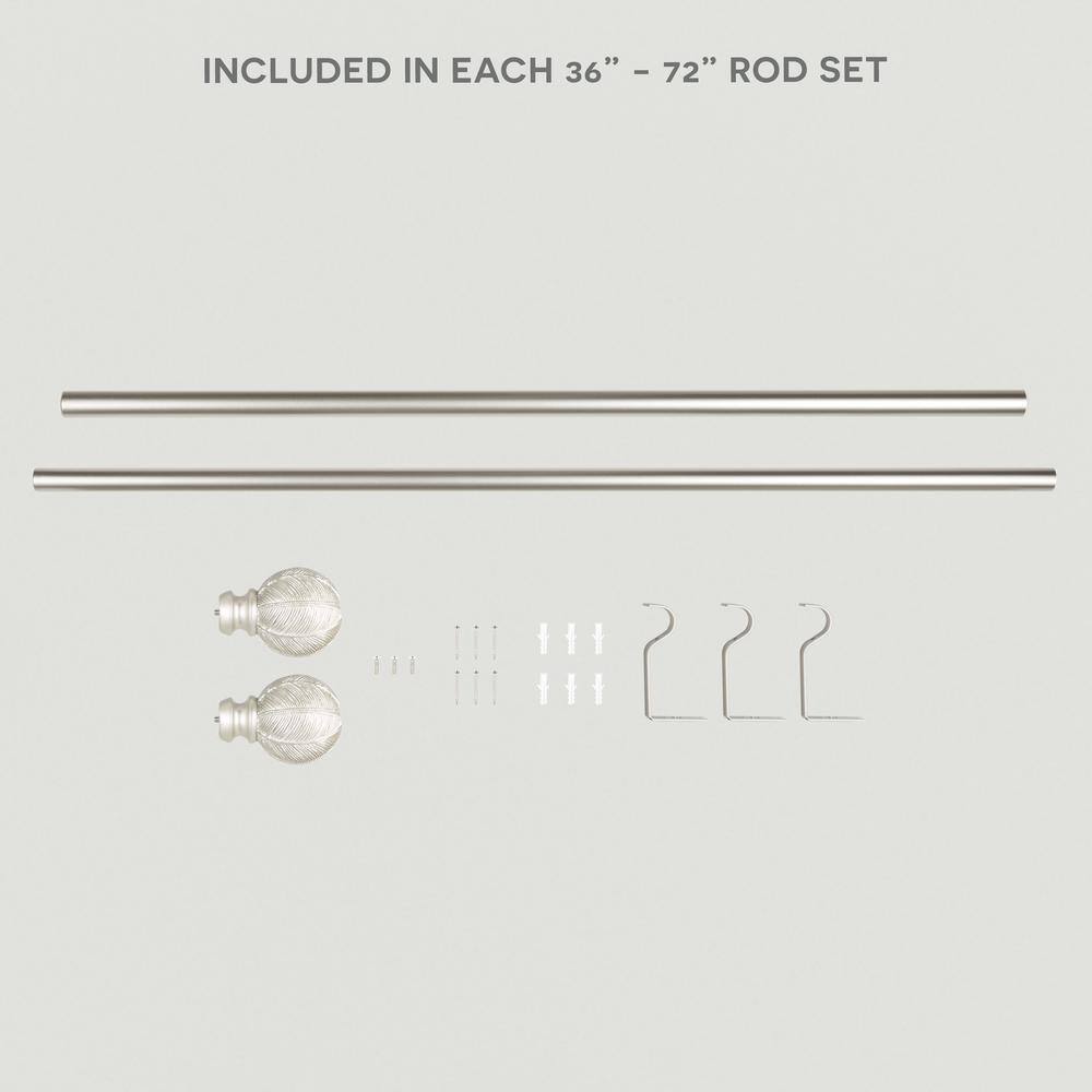 Matte Nickel Adjustable Iron Curtain Rod with Leaf Finials