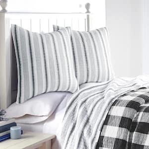 Camden Black Stripe Cotton 26 in. x 26 in. Euro Sham (Set of 2)