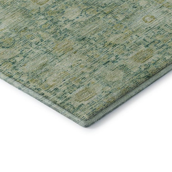 Mayfield Premium Machine Washable Abstract AMF1774 Aloe 2 ft. 3 in. x 7 ft. 6 in. Runner Rug