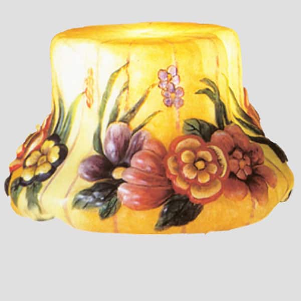 Puffy Wild Flower 6 in Orange Colorful Glass Dome Universal Shade with no fitter