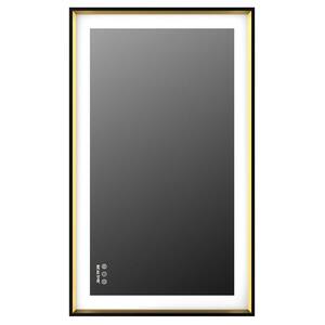 40 in. W x 24 in. H Medium Rectangular Aluminium Framed Dimmable Wall Bathroom Vanity Mirror in Black