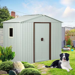 8 ft. x 4 ft. Outdoor Metal Storage Shed With Window for Garden, White (32 sq. ft.)