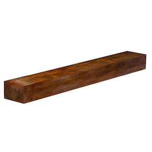 Handcrafted Wood 70 in. Paint Solid Pine Wood Cap-Shelf Mantel Wood Brown