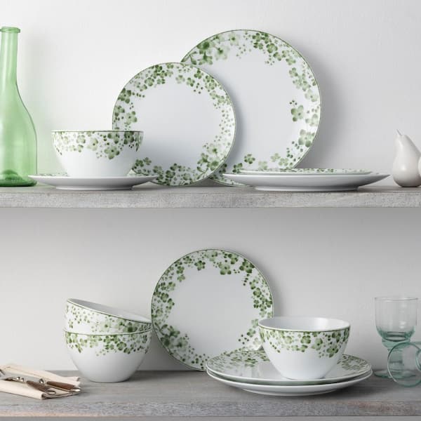 Noritake Bloomington Road (White and Green) Porcelain 12-Piece