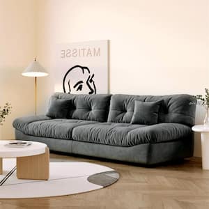 105 in. Armless 3-Seater Sofa in Gray