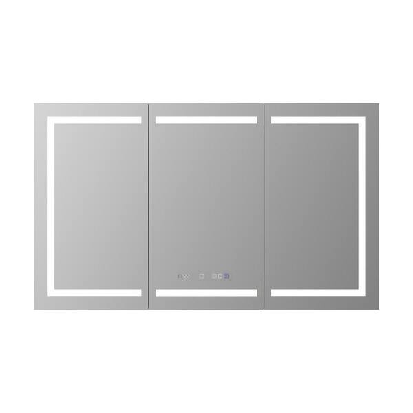 Hans 60 in. W x 36 in. H Large Rectangular Silver Aluminum Recessed and Surface Mount Medicine Cabinet with Mirror