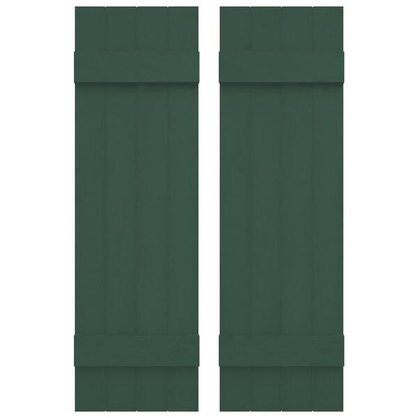 Builders Edge 14 in. W x 31 in. H Vinyl Exterior Joined Board and Batten Shutters Pair in Forest Green