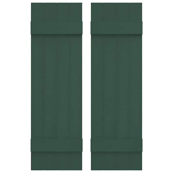 Builders Edge 14 in. W x 47 in. H Vinyl Exterior Joined Board and Batten Shutters Pair in Forest Green