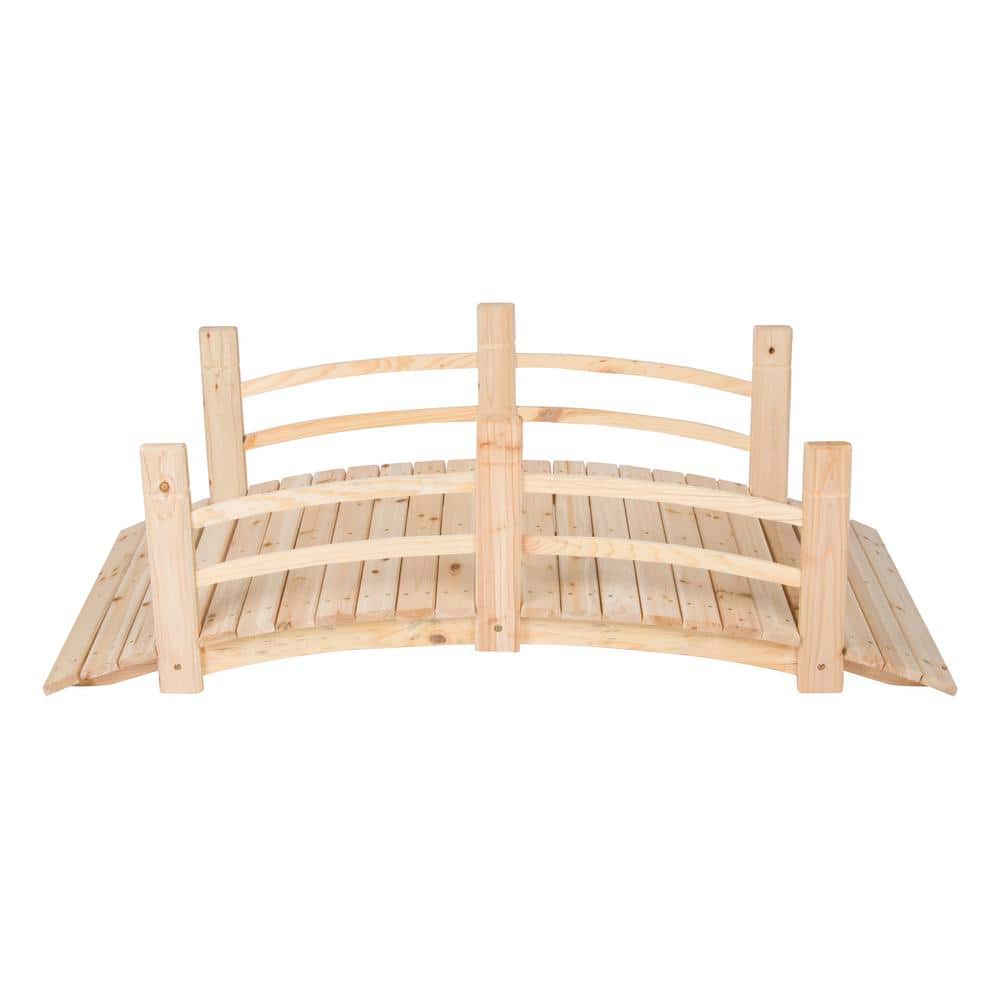 Natural Cedar 5-Foot Garden Bridge with Side Rails