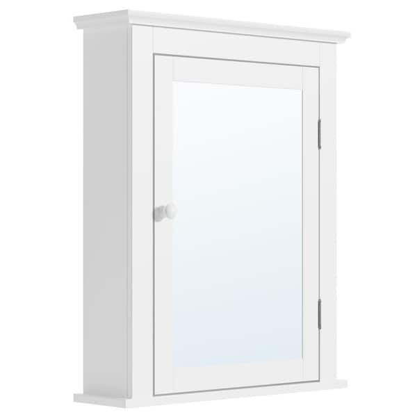 22 in. W x 27 in. H Rectangular White MDF Surface Mount Medicine Cabinet with Mirror