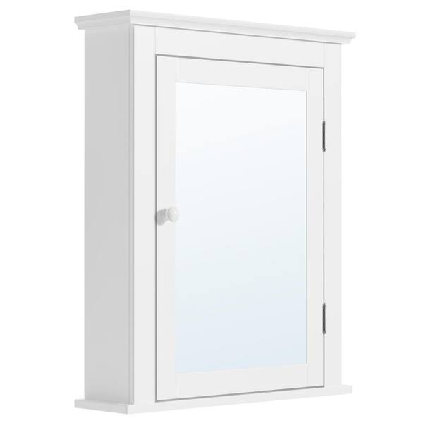 22 in. W x 27 in. H Rectangular White MDF Surface Mount Medicine Cabinet with Mirror