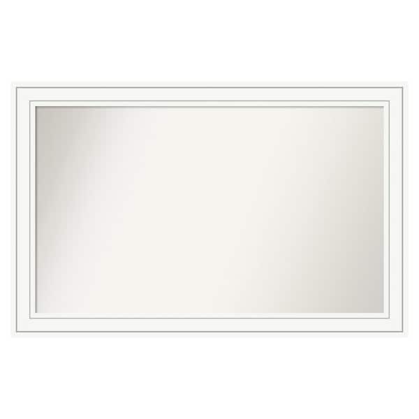 Craftsman White 45 in. x 29 in. Custom Non-Beveled Satin Wood Framed Bathroom Vanity Wall Mirror