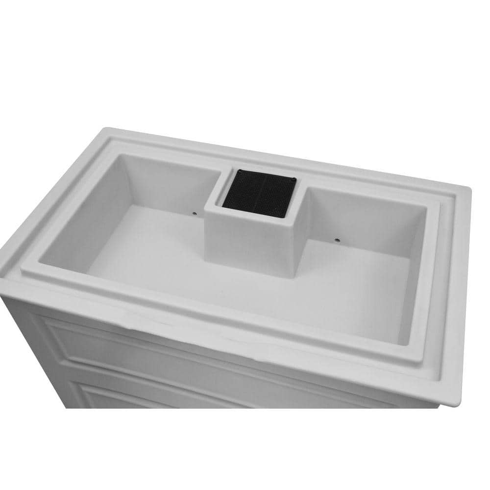Savannah Light Gray Colonial Style 42 Gallon Rain Saver with Planter and Brass Spigots