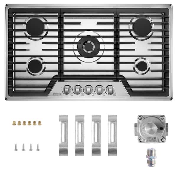 Empava Pro-Style 36 in. Built-In Gas Cooktop in Stainless Steel with 5-Burners Including a 18000 BTUs Power Burner