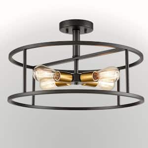 20.1 in. 4-Light Black Modern Semi-Flush Mount with No Glass Shade and No Bulbs Included 1-Pack