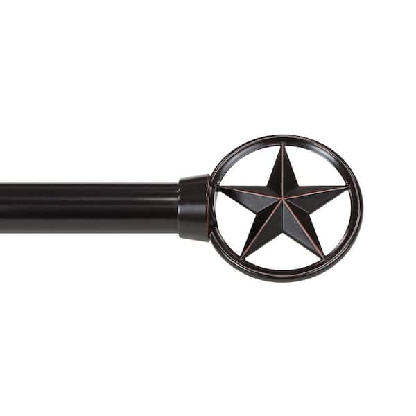 66 in.-120 in. Telescoping 3/4 in. Single Curtain Rod Kit in Oil-Rubbed Bronze with Star Finials
