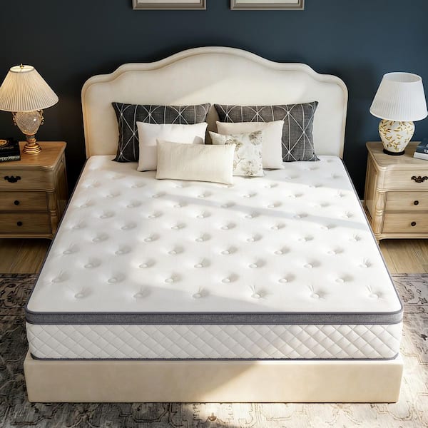 King Medium Hybrid Bamboo Charcoal Memory Foam 10 in. Pocket Spring Pillow Top Support and Breathable Mattress
