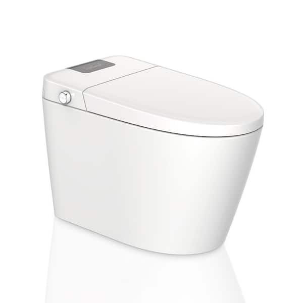 1-Piece 1.06 GPF Dual Flush U-Shaped Elongated LED Light Automatic Smart Toilet in White Seat Included