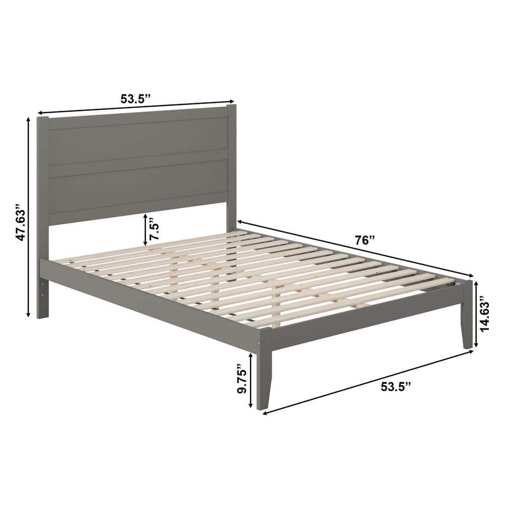 Noho Gray Queen Upholstered Wood Platform Bed with Headboard and Slats