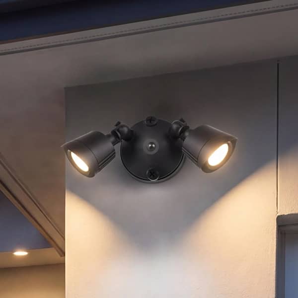 22-Watt equivalent 1500 Lumen Black Integrated LED Double Flood Light