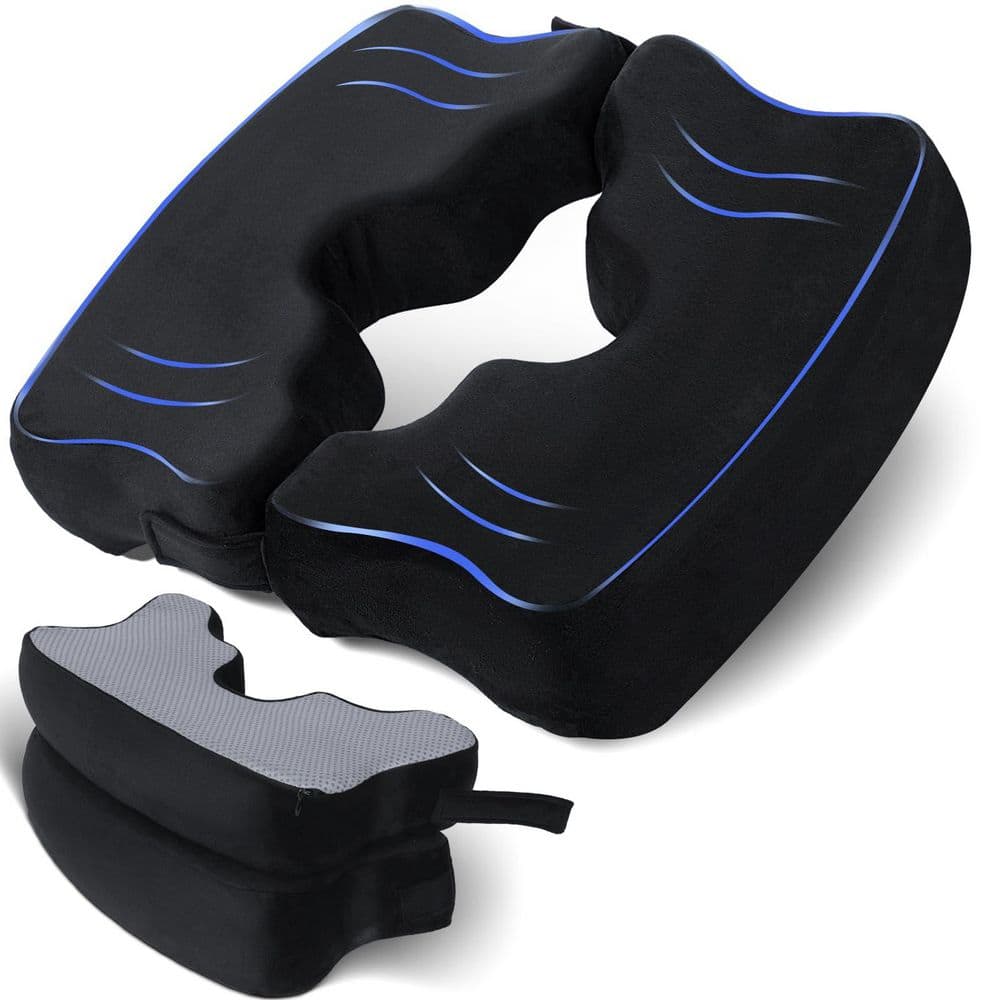 Bed Sore Wheelchair Cushion for Butt, Memory Foam Hemorrhoid Pressure Relief Pillow with Center Hole and Tailbone Cutout