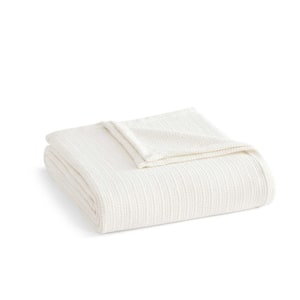 Bedford Tile 1-Piece Pearl White Cotton King Blanket