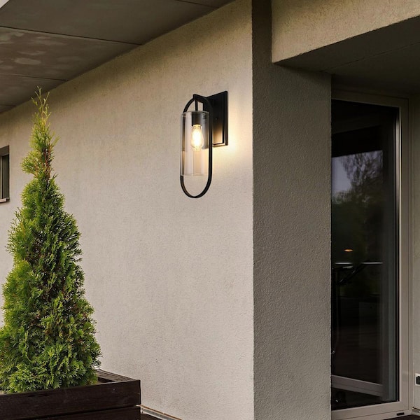 24 in. Black Outdoor Hardwired Wall Sconce with No Bulbs Included
