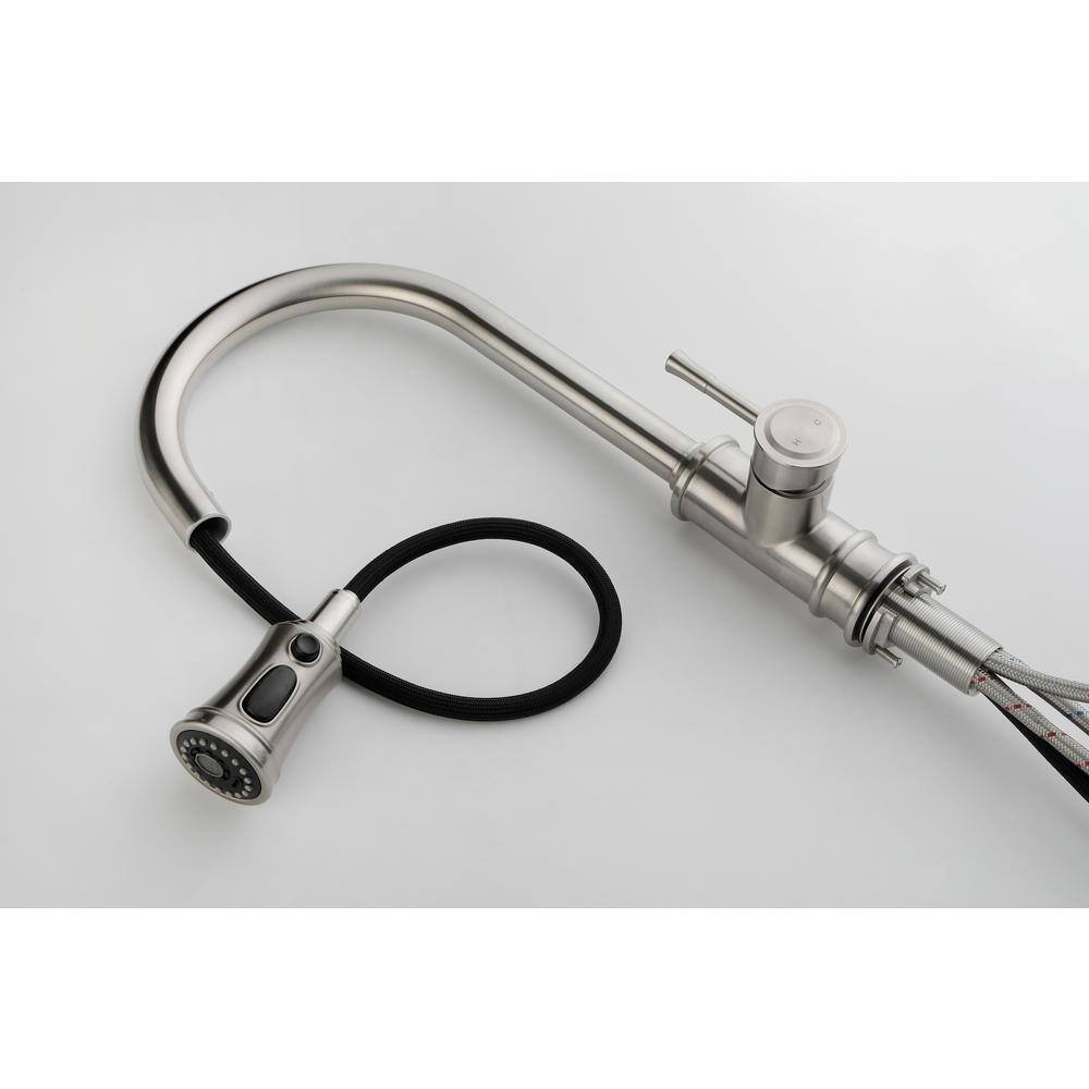 Brushed Nickel High Arc Single Handle Pull Out Kitchen Faucet