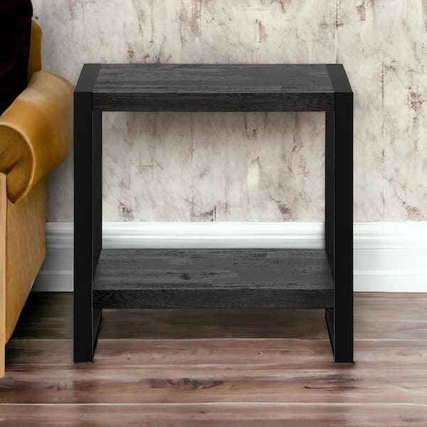 HomeRoots 23.75 in. Black Rectangle MDF End Table