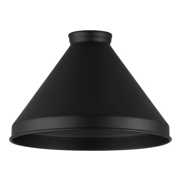 PRIVATE BRAND UNBRANDED 5.9 in. Fitter Small Matte Black Metal Cone Pendant Lamp Shade Compatible with 2-1/4 in. Fitter Size
