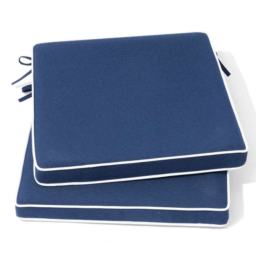 18.8 in. x 18.8 in. 2-Piece Outdoor Dining Chair Cushion in Navy