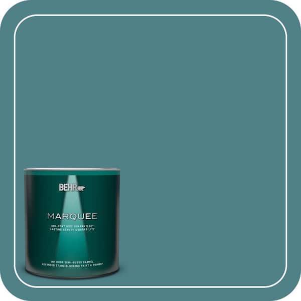 BEHR MARQUEE 1 qt. #ICC-75 Tapestry Teal Semi-Gloss Enamel Interior Paint & Primer