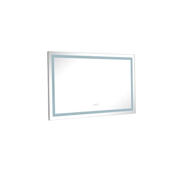 Nestfair 48 in. W x 36 in. H Rectangular Frameless Wall Bathroom Vanity Mirror with LED